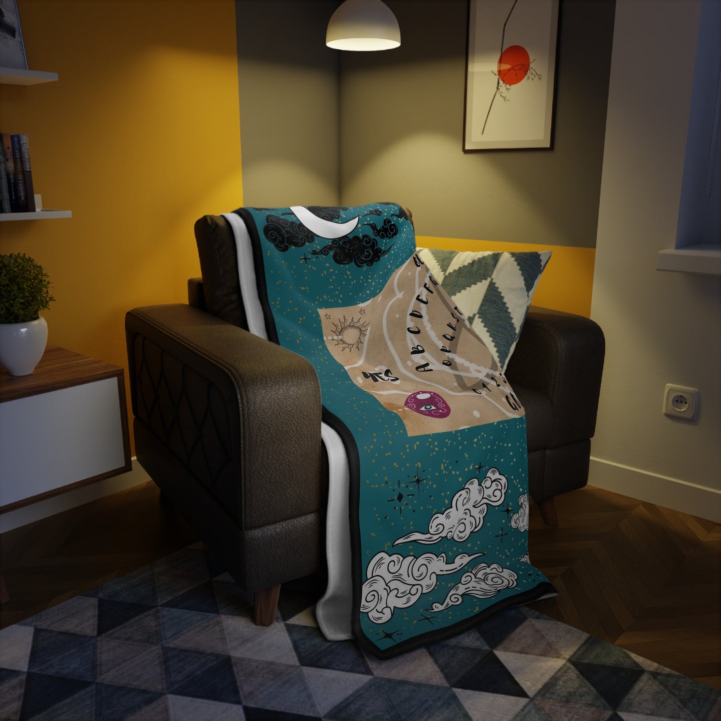 Mystical Ouija Board Fleece Blanket: Cozy, Spiritual Gift, Witchcraft Decor, Astrology, Unique Home Accent