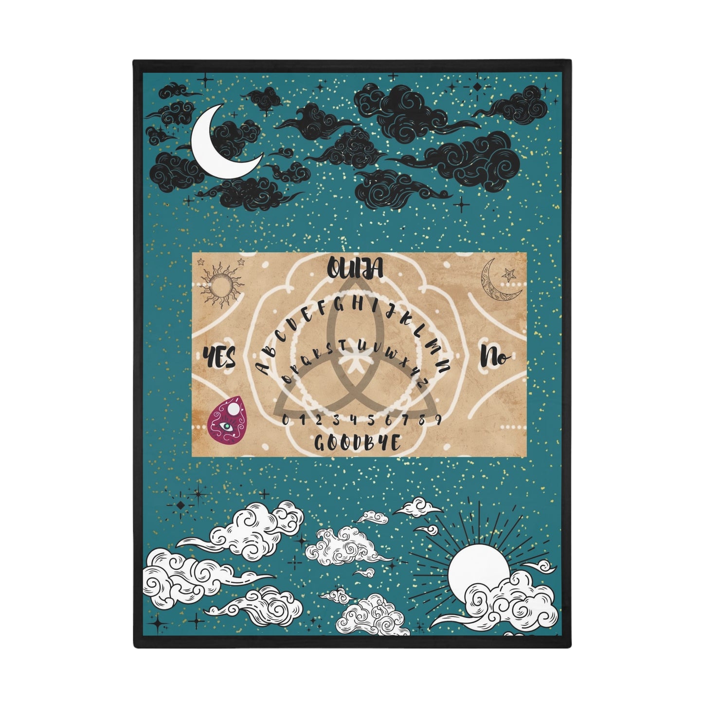Mystical Ouija Board Fleece Blanket: Cozy, Spiritual Gift, Witchcraft Decor, Astrology, Unique Home Accent