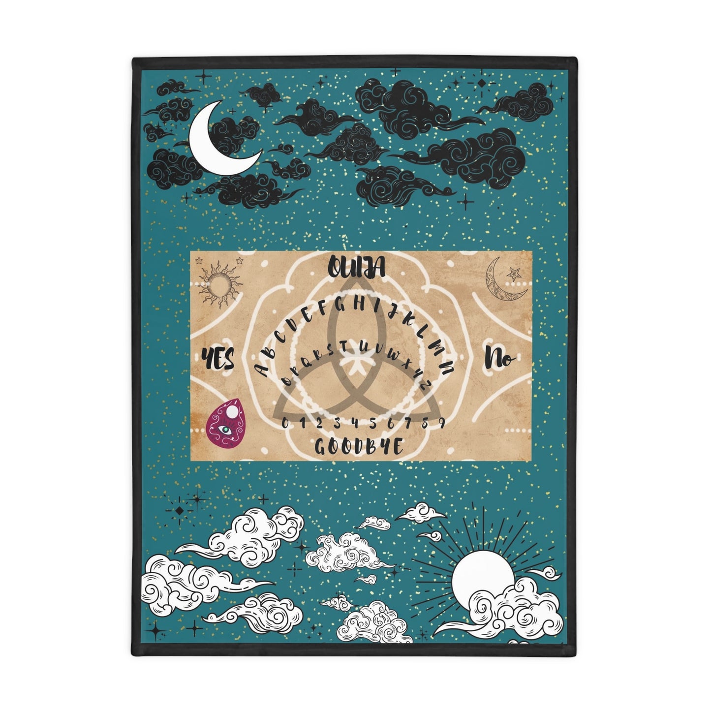 Mystical Ouija Board Fleece Blanket: Cozy, Spiritual Gift, Witchcraft Decor, Astrology, Unique Home Accent