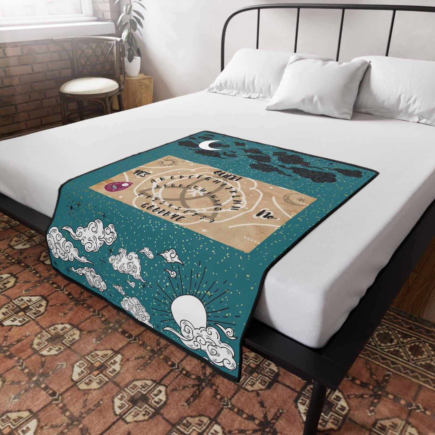 Mystical Ouija Board Fleece Blanket: Cozy, Spiritual Gift, Witchcraft Decor, Astrology, Unique Home Accent