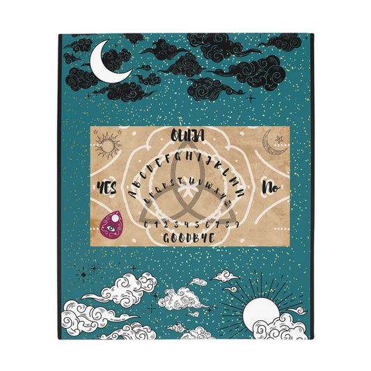 Mystical Ouija Board Fleece Blanket: Cozy, Spiritual Gift, Witchcraft Decor, Astrology, Unique Home Accent