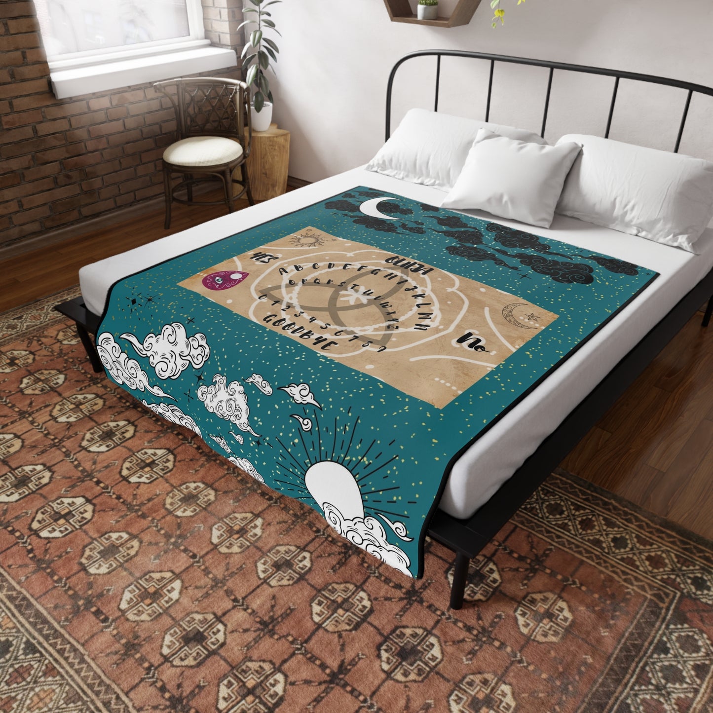 Mystical Ouija Board Fleece Blanket: Cozy, Spiritual Gift, Witchcraft Decor, Astrology, Unique Home Accent