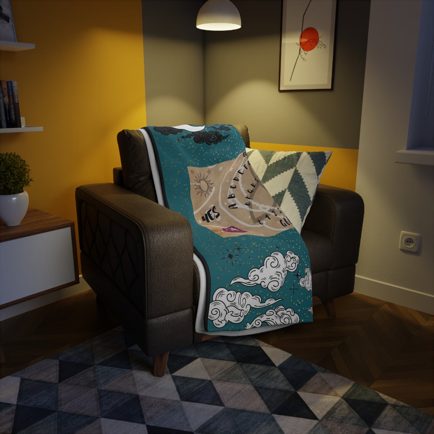 Mystical Ouija Board Fleece Blanket: Cozy, Spiritual Gift, Witchcraft Decor, Astrology, Unique Home Accent