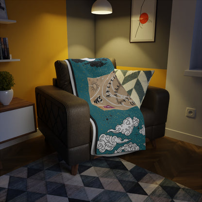 Mystical Ouija Board Fleece Blanket: Cozy, Spiritual Gift, Witchcraft Decor, Astrology, Unique Home Accent