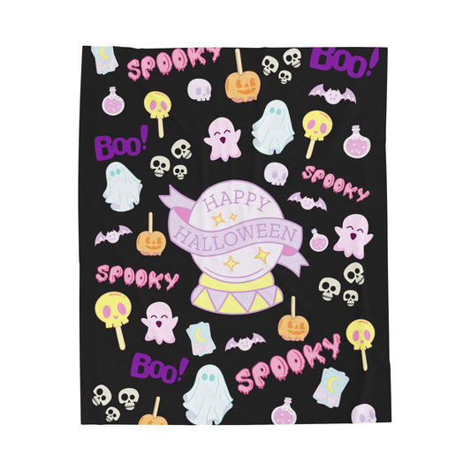 Halloween Velveteen Plush Blanket, Cozy Throw for Fall Nights, Spooky Decor, Perfect for Trick or Treat Season, Unique Gift Idea